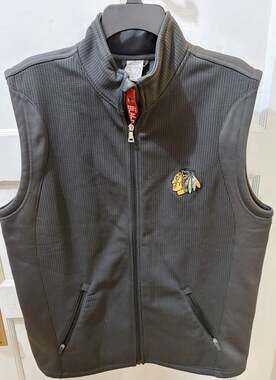 A6 Chicago Blackhawks NHL Vest Large L Black Zip Levelwear
